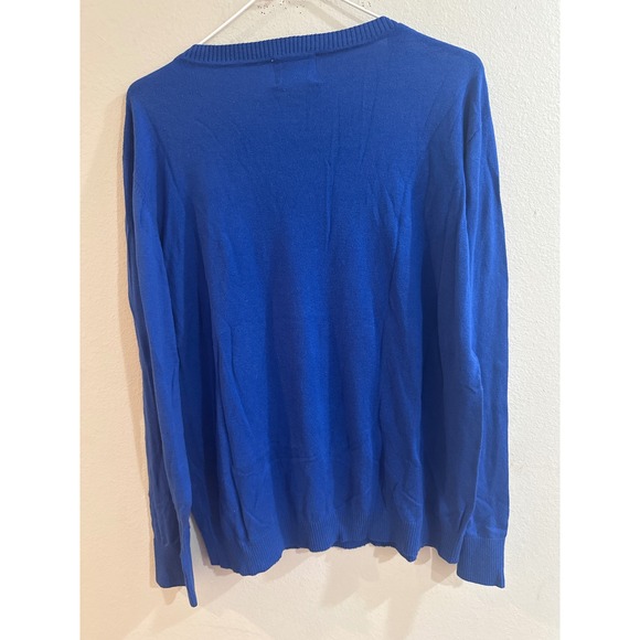 Sparkle City Blue Wolf Sequin Long Sleeve Sweater Knit Top Women's XL - Picture 5 of 5
